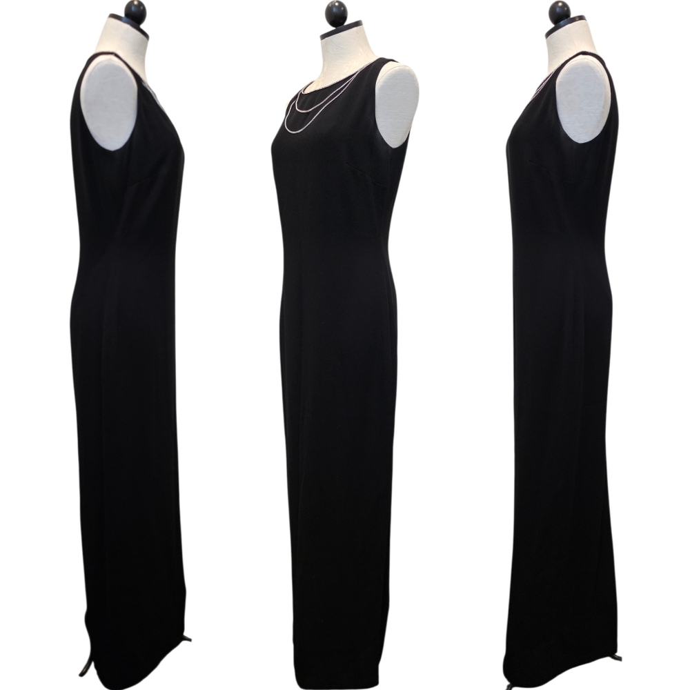 Ellen Tracy Linda Allard Vintage Rhinestone Embellished Maxi Formal Modest Dress - Picture 4 of 8